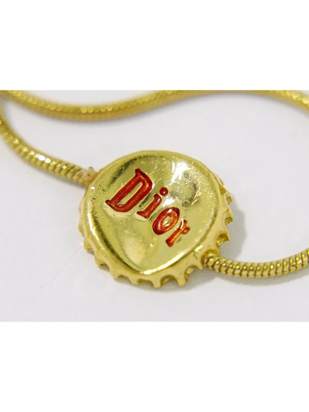 Dior Logo Bottle Cap Motif Bracelet Bangle Gold Plated